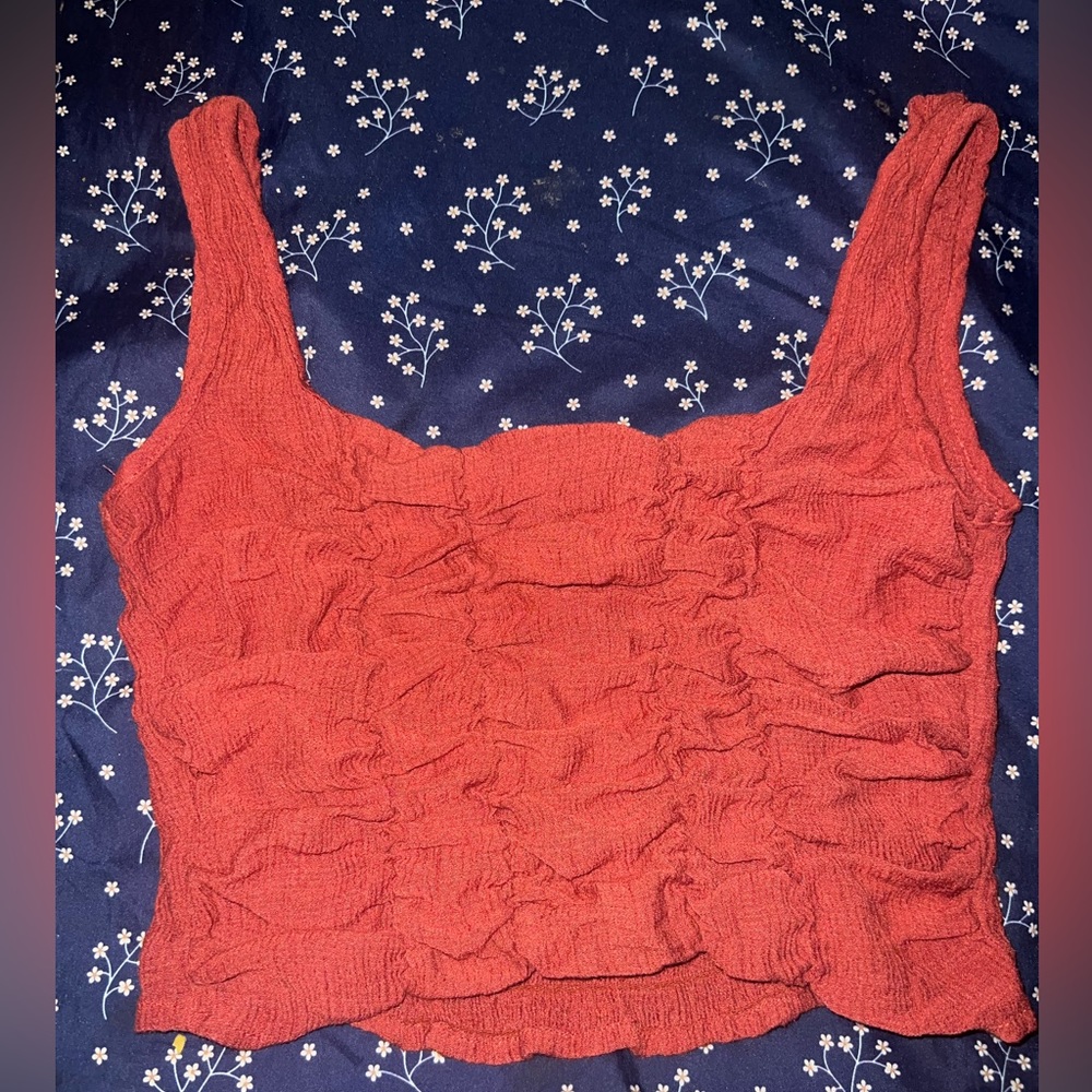 Red ruched crop top